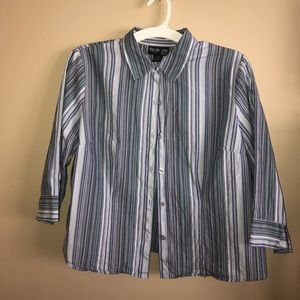 blue shades striped button down shirt